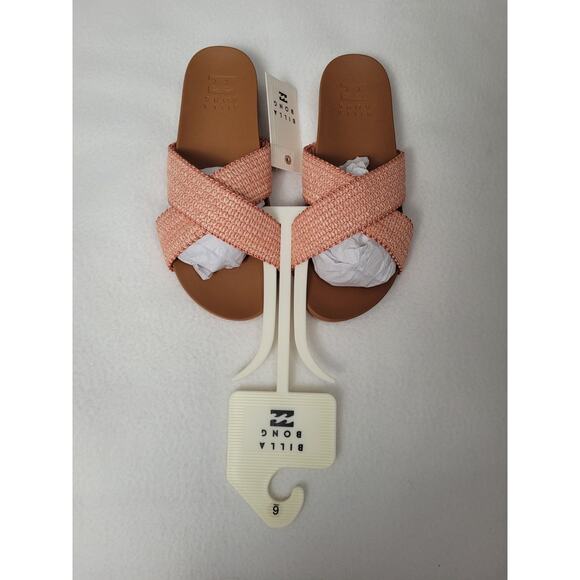 Billabong Avila Woven Crossband Slide Sandals Sweet Peach Size 6 - Picture 3 of 6